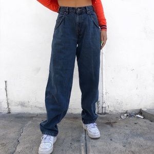 Gitano Vintage High Waisted Plaid Cuff Denim Boyfriend Jeans 10 12